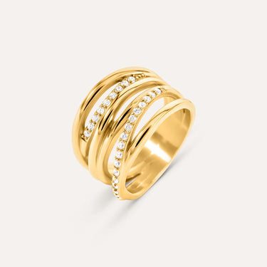 Anello Fascia Aura Acciaio Dorato Cubic Zirconia Stroili 1701401