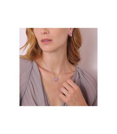 Collana Bronzallure da Donna - Felicia Girocollo Rose Gold con Pendente Ovale di Ametista