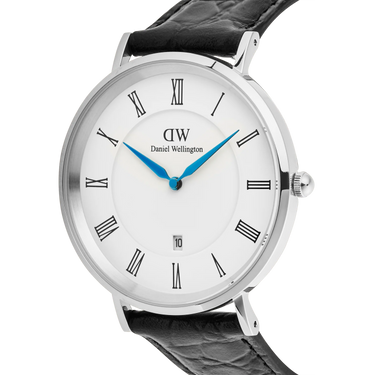 Orologio Daniel Wellington Classic Roman Numerals Date Black Croc Belly Silver DW00100914