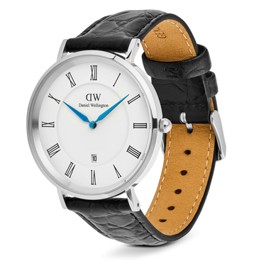 Orologio Daniel Wellington Classic Roman Numerals Date Black Croc Belly Silver DW00100914