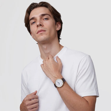 Orologio Daniel Wellington Classic Roman Numerals Date Dark Brown Croc Belly Gold DW00100912